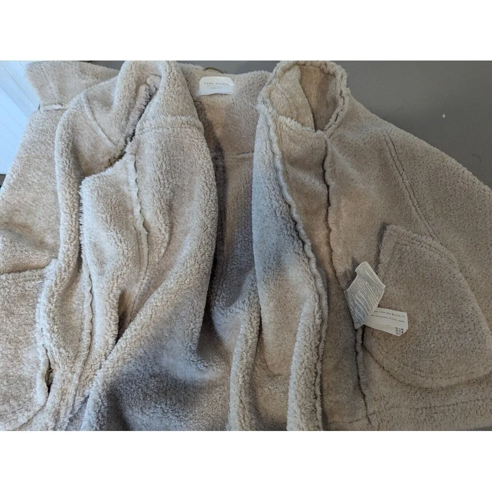 Zara Faux Leather‎ Fleece Coat Womens XL Double Faced Biker Aviator Jacket Boho - Picture 5 of 13